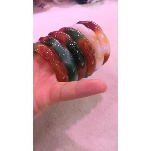 1pcs Random send Natural handcarved agate bangle bracelets women bangle jade jewelry jadeite jade bangles bracelet for women