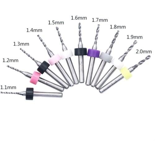 10pcs/Set 1.1mm to 2.0mm PCB Mini Drill Bit Tungsten Steel Carbide For Print Circuit Board CNC Drill Bits Machine