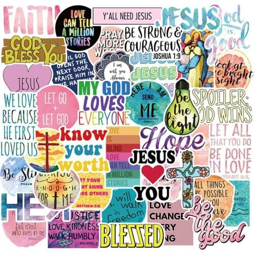 10/30/50PCS Jesus Christians Religion Sayings Stickers Skateboard Suitcase Freezer Graffiti Luggage Motorcycle DIY Cool Sticker