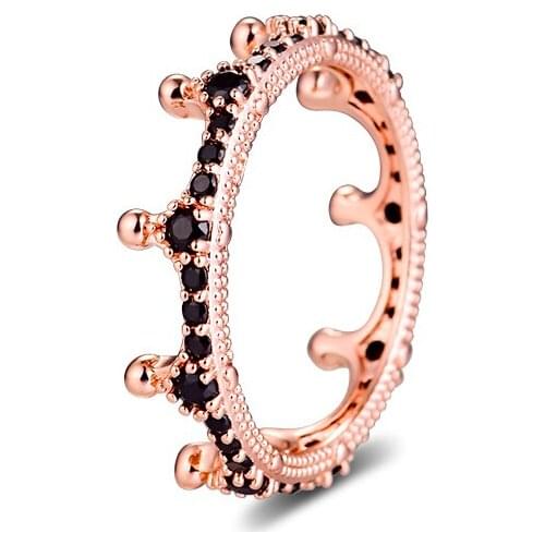 100% 925 Sterling Silver Ring Rose Enchanted Crown Wedding Engagement Rings for Women Earings Fashion Jewelry Pendientes