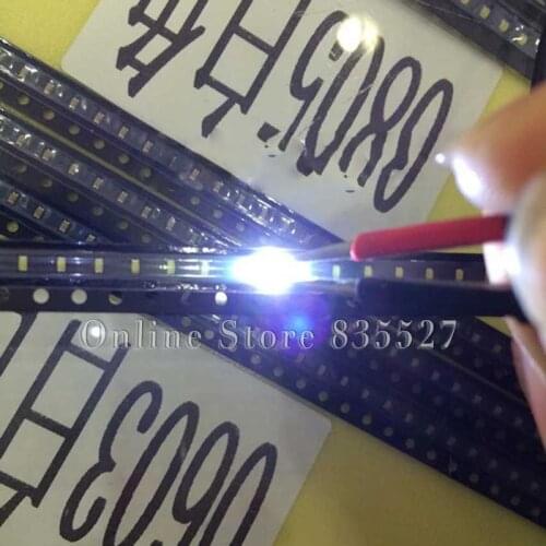 100PCS/LOT 1608 0603 white SMD LED lamp beads 500 - 600 mcd super bright LED light emitting diode highlight ( LEDs )