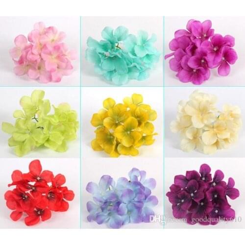 100pcs 2.4" Hydrangea Artificial Silk Flower Heads For Wedding Home Bridal Bouquet Decoration 9 Color For choose