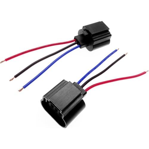 2pcs ABS Car Headlight Extension Bulb Adapters Holder Wire Harness Wiring for H13 Female Connector Cable Socket Car Accessories