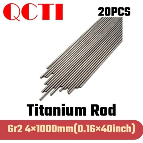 20pcs Gr2 4mm dia x 1000mm length Titanium Alloy Round Bar Rod Industry Machine Use DIY Anti-corrosion Material