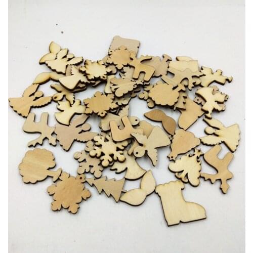 50pcs Wood Christmas Xmas Decoration Ornaments Tree Scrapbooking Embellishment