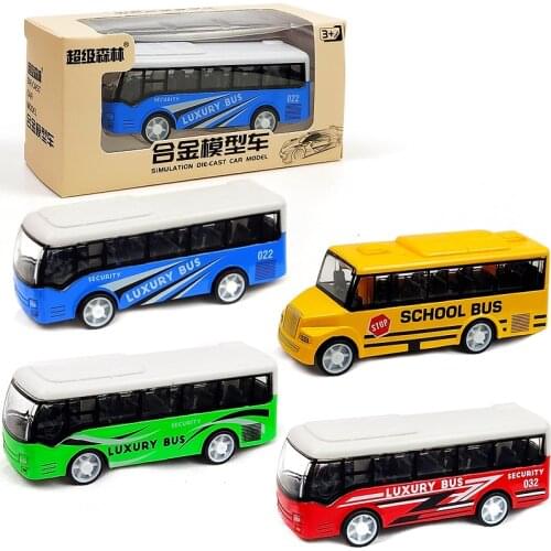 Childrens alloy toys pull back bus model metal car model toy car diecast 1/64 bus car toy for boy birthday gift kids toys boys