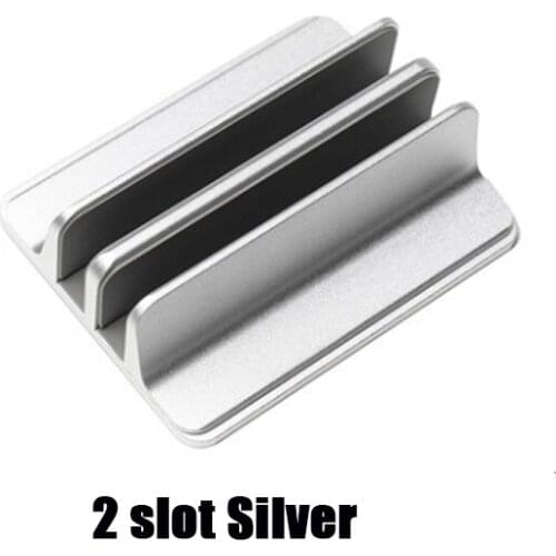 Double Vertical Laptop Stand Aluminum alloy Double Desktop Stand Holder with Adjustable Dock (Up to 17.3 Inch)