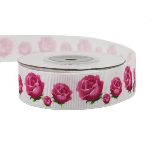 [IuBuFiGo] 10 yard 7/8" Flowers Printed Grosgrain Ribbon 22mm Polyester Cartoon ribbons Hair bows DIY 10Y1210