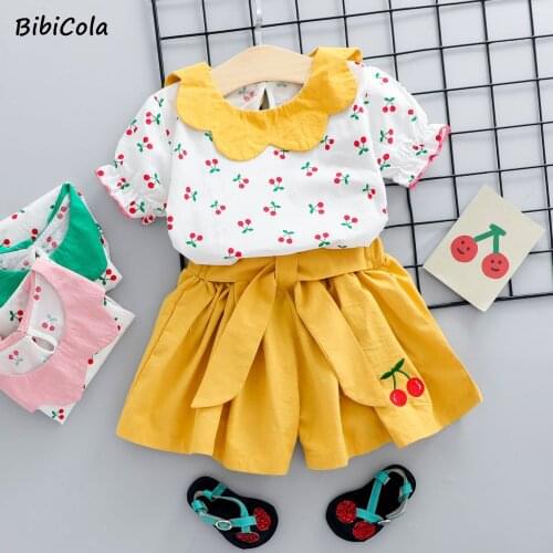 Baby Girls Party Clothing Fashion Kids Girls Outfits Fashion Cotton T-shirt+shorts 2pcs Babay Girls Summer Clothing Set