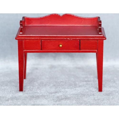 Dollhouse Handmade Birch Wood Desk Table Miniature Set for 1:12 Dolls House