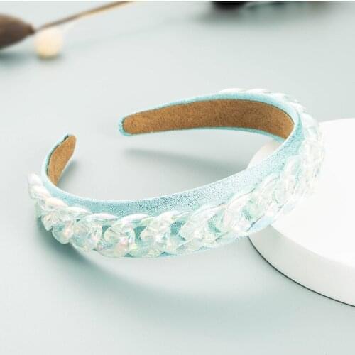 Trendy Chain Decorative Fabric Headbands For Women Girl Korean Style Simple Candy Color Hair Accessories
