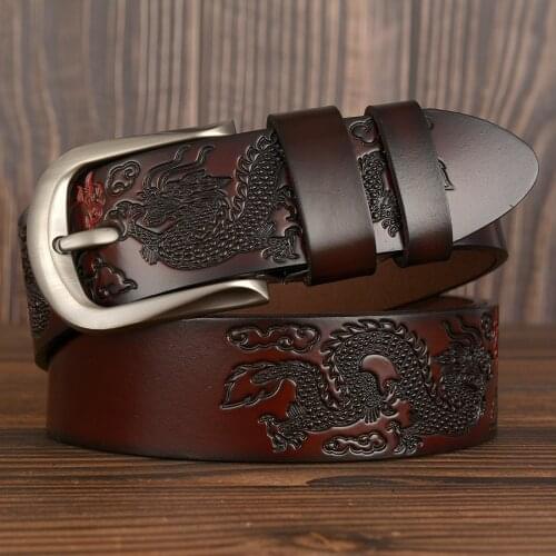 Fashion brand Dragon pattern genuine belt Male Belts Fashion Casual Belt Pin Buckle Cowskin Fashion Classical Belt for Men