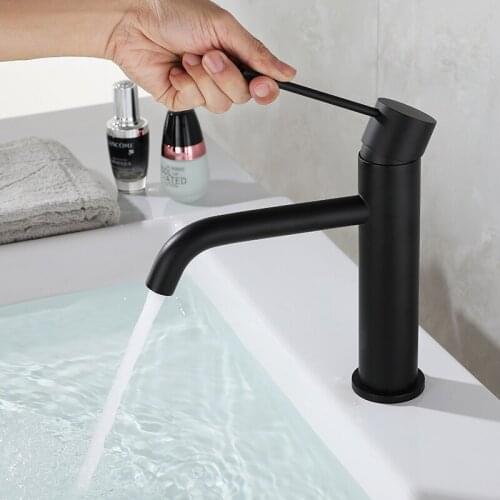 Fashion design Simplicity Brass Matte black Bathroom sink faucet High Quality Copper Basin mixer Tap Single hole Single handle