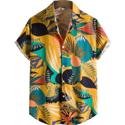 Mens Shirt Fashion Ethnic Short Sleeve Casual Printing Hawaiian Shirt T-shirt Summer Clothing Suitable For Seaside Holiday 2021