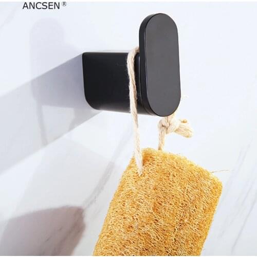 Single Robe Hooks Stainless Steel Bathroom Hardware Wall Hook Hat Clothes Towel Hanger Door Hanger Matte Black Robe Hook