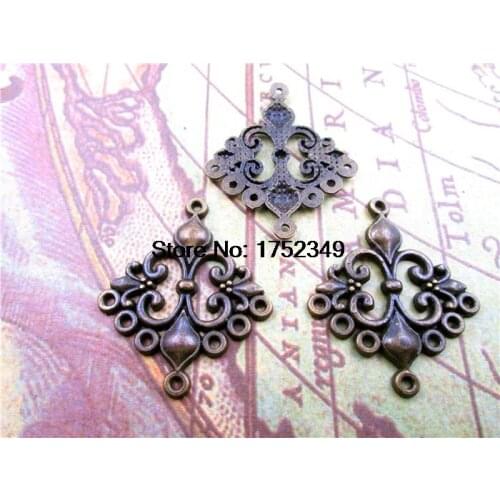 10pcs--Antique Bronze Lovely Cross Sword fleur de lys chandelier Connector Link Charm Pendant 29x35mm