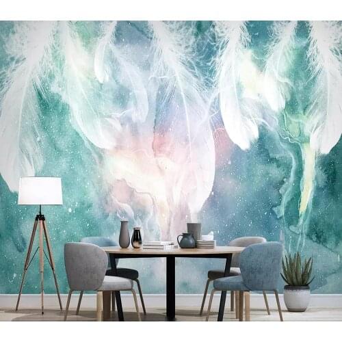 Custom mural wallpaper 3D Nordic abstract ink feather bedroom living room background wall decoration painting