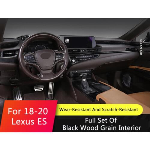 QHCP Gear Panel Frame Cover Black Wood Grain Interior Door Bowl Sticker Air Outlet Trims Fits For Lexus ES200 260 300H 2018-2021