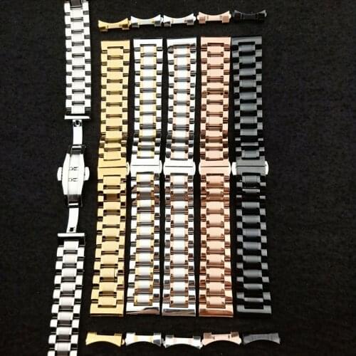 Stainless Steel Strap 13mm 14mm 16mm 18mm 20mm 22mm 24mm Metal Watch Band Link Bracelet Watchband Black Silver Rose Gold