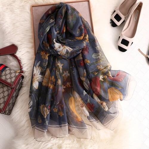 Spring and summer new retro fashion sunscreen silk scarf long soft yarn shawl vacation travel womens beach towel women scarf