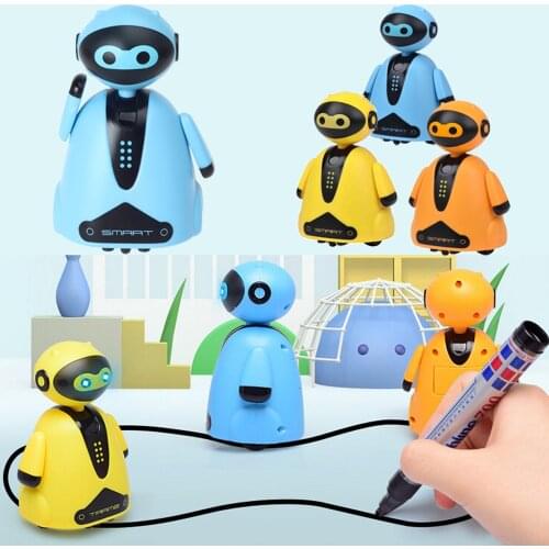 Follow Any Drawn Line Magic Pen Toy Inductive Robot Model Children Kids Gift Truck Black Track Map Selfie Run Electric Toy W