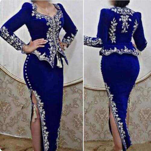 SoDigne Caftan Mermaid Evening Dress Sexy Side Split 2 Piece Algerian Evening Party Gown Formal Women Dress Karakou Outfit