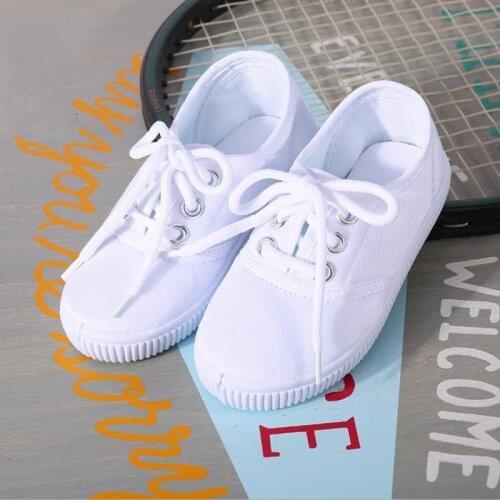 JY Children Girls Boys Parent-Child Sports Gymnastics Board White Shoes Canvas Flat 22-44 Kindergarten School Students 5Kinds