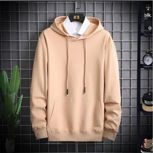 Hooded Hoodie Male Pullover Loose Spring and Autumn Trend Pure Color Leisure Joker Cotton Lovers Thin Hoodie Tide 4XL 5XL Men