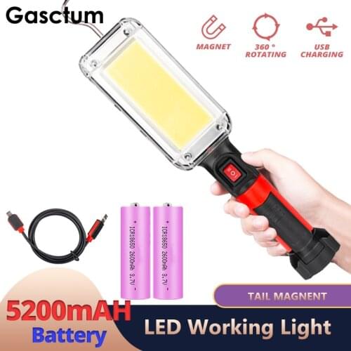 Ultra Bright Flashlight Torch USB Rechargeable COB Work Light with Magnet Hook Camping Tents Maintenance Portable LED Lantern
