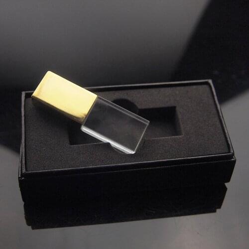 Crystal + Metal USB Flash Drive 2.0 Pendrive with Box 4GB 8GB 16GB 32GB Pen Drive Memory Stick U Disk Custom Logo Gifts Wedding