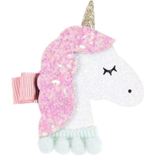 2pcs Baby Cartoon Glitter Metallic Unicorn Hair Clips Girls Hairpins For Kids Unicorn Party Hair Accessories Performance