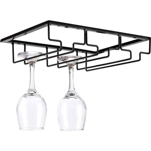 Iron Wall Mount Wine Glass Hanging Holder Goblet Stemware Storage Organizer Rack JU31603