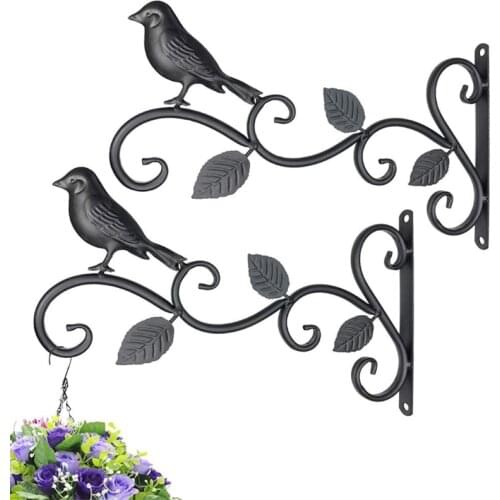 H55A Iron Hanging Bracket Wall Hook Plant Hanger for Bird Feeder Lanterns Flower Brackets Wind Chime Outdoor Decoration