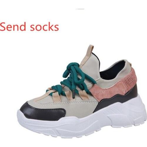 College wind sports shoes female 2019 new Korean version of the wild casual shoes students Harajuku style street beat old shoes