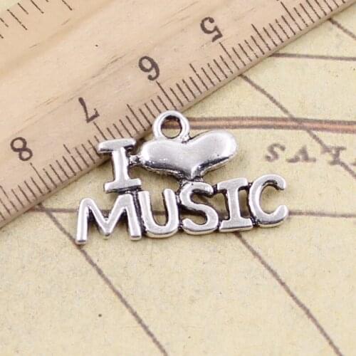 10pcs Charms I Love Music 16x28mm Tibetan Silver Color Pendants Antique Jewelry Making DIY Handmade Craft