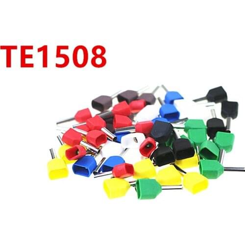 100PCS type double pipe insulated cold-press terminal Needle end Multicolor optional default red TE1508