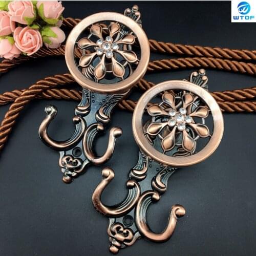 2Pcs/Set Luxury Fashion European Six Diamond Curtain Hook Bracket Hanger Display Stand Wall Hanging Hook Curtain Accessories