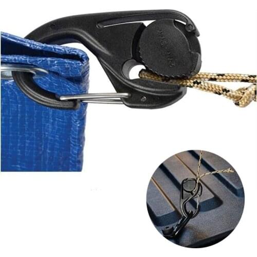 2pcs Cord Tightener Lightweight Tie-Down Rope Carabiner Hook Tool Lanyard Outdoor Camping Tent Fastener Travel Kit