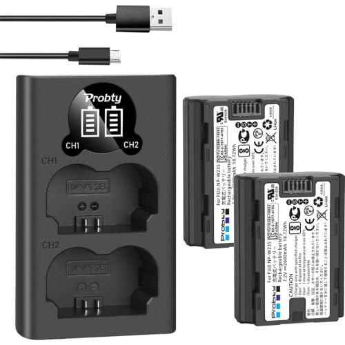 2600mAh for Fujifilm NP-W235 NP W235 Battery+ LED USB Dual Charger for Fujifilm Fuji X-T4, XT4 camera battery