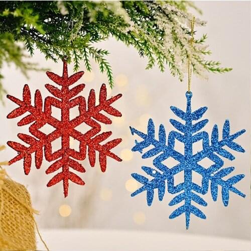 4pcs Snowflake Ornaments Christmas Tree Decorative Hanging Pendant Plastic natale decorazioni albero Glitter Gold Silver Xmas