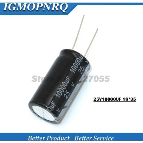 5PCS 25V10000UF 18*35mm 10000UF 25V 18*35 Aluminum electrolytic capacitor new The high quality
