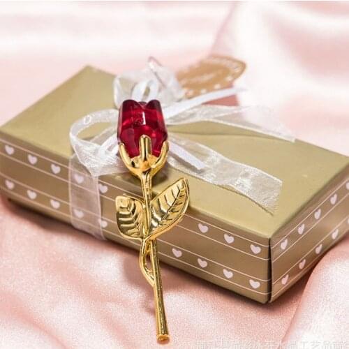 60pcs/lot crystal rose craft crystal wedding favors and gifts, bridal showers souvenirs giveaways favours