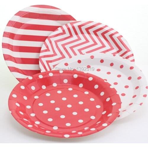 Free Shipping 96pcs Dispasable Round Paper Plates Baby PinkColours Party Tableware Events Food Tray Salad Dish