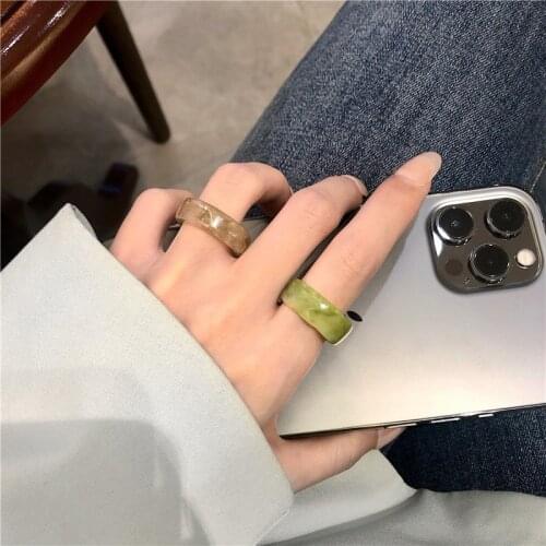 Adolph New Korea Vintage Transparent Resin Colorful Rings Chic Colorful Acrylic Geometric Irregular Ring Set for Women Jewelry