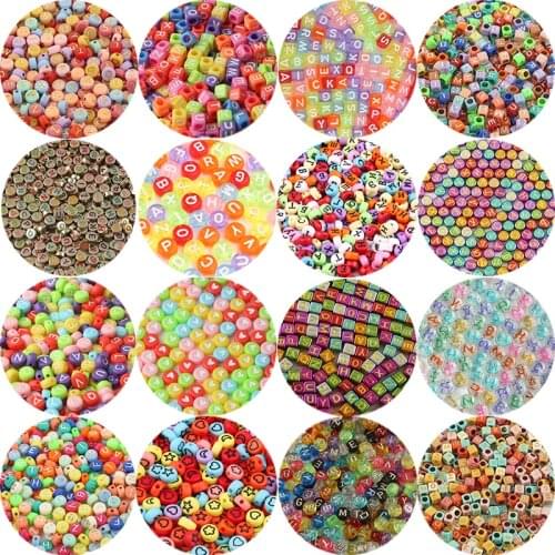 200/300/500pcs Mixed Letter Acrylic Beads Alphabet Round Square Cube Number Beads For Jewelry Making Diy Bracelet Accessories