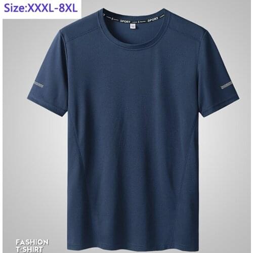 Quick Drying T-shirt Mens Knitted Shirts Elatic Fabric O-Neck Extra Large Oversized Half Sleeve Obese Plus Size L-9XL