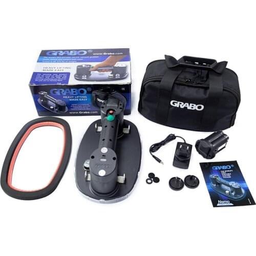 Grabo Two Battery Electric and Two sealing rings Vacuum Suction Cup Lifter Heavy Duty Portable Wood Glass Tiles Carry Lifter