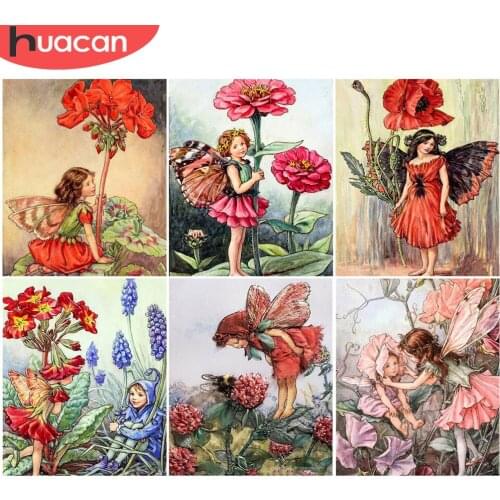 HUACAN Oil Painting By Number Girl Portrait DIY Paint By Numbers Flower On Canvas Home Decoration Diy Frame Digital Painting