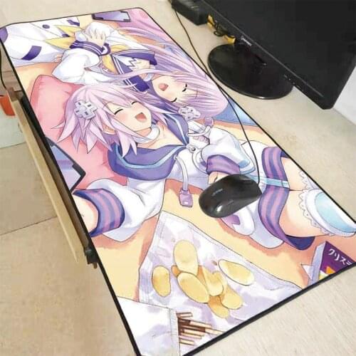 XGZ Hyperdimension Neptunia Anime Large Gaming Speed Mouse Pad Gamer Locking Edge Keyboard Mouse Mat for CS GO LOL Dota Game