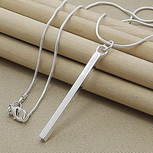 BABYLLNT Hot Sale Silver 925 Chain Necklace for Women Men Jewelry Square Pillar Pendant Necklaces Trendy Jewelry New 2021 Gift